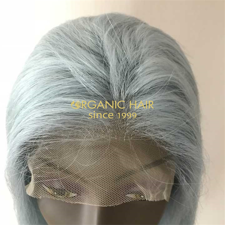 Light blue full lace wig with high quality human hair A98